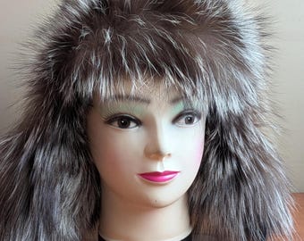 Fox Fur Hat, Vintage Winter Accessories, Aviator