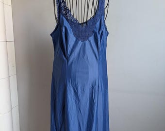 Vintage Women Under-Dress, Blue Lace Slip Dress, Size EU38-40