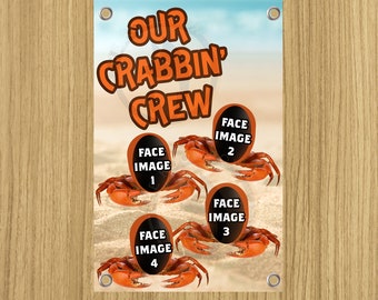 Cruise Door Banner Flag Magnetic Friends Group or Family Add Four Face Images