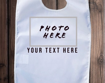 Babero para adultos con imagen a todo color, protector de ropa lavable para adultos, babero personalizado para adultos, regalo de cumpleaños, regalo de broma, babero de boda, babero de cangrejo