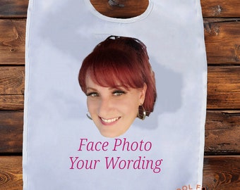 Personalized Face Photo Adult Bib, Custom Reusable Bib