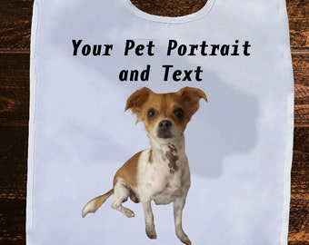 Custom Pet Portrait Adult Bib, Reusable High Color Print