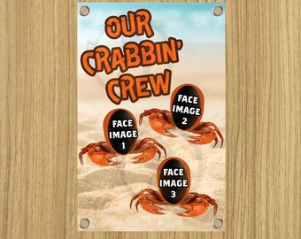Cruise Jumbo Door Banner Flag Customize Three Face Images Crab Funny