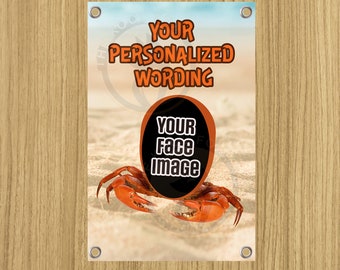 Cruise Jumbo Door Sign Flag Banner Personalized Crab Your Face Image with Magnet Hooks