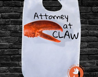 Attorney Crab Lobster Adult Bib, Lawyer Gift