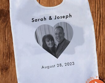 Customizable Adult Bib, Valentine's Anniversary Wedding Reusable Bib