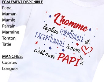 Baby body, cœur, rouge, tshirt bébé personnalisé, Papa/Maman/Papy/Mamie/Tata/Tonton/Parrain/Marraine, message personnalisé, cadeau naissance