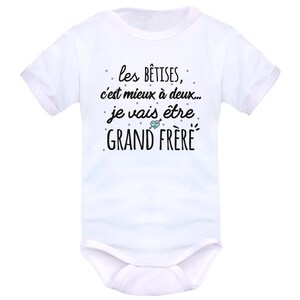 Body grande sœur, body grand frère, drôle, rigolo, message, annoncer une seconde grossesse, personnalisé, futur grand frère grande sœur image 3