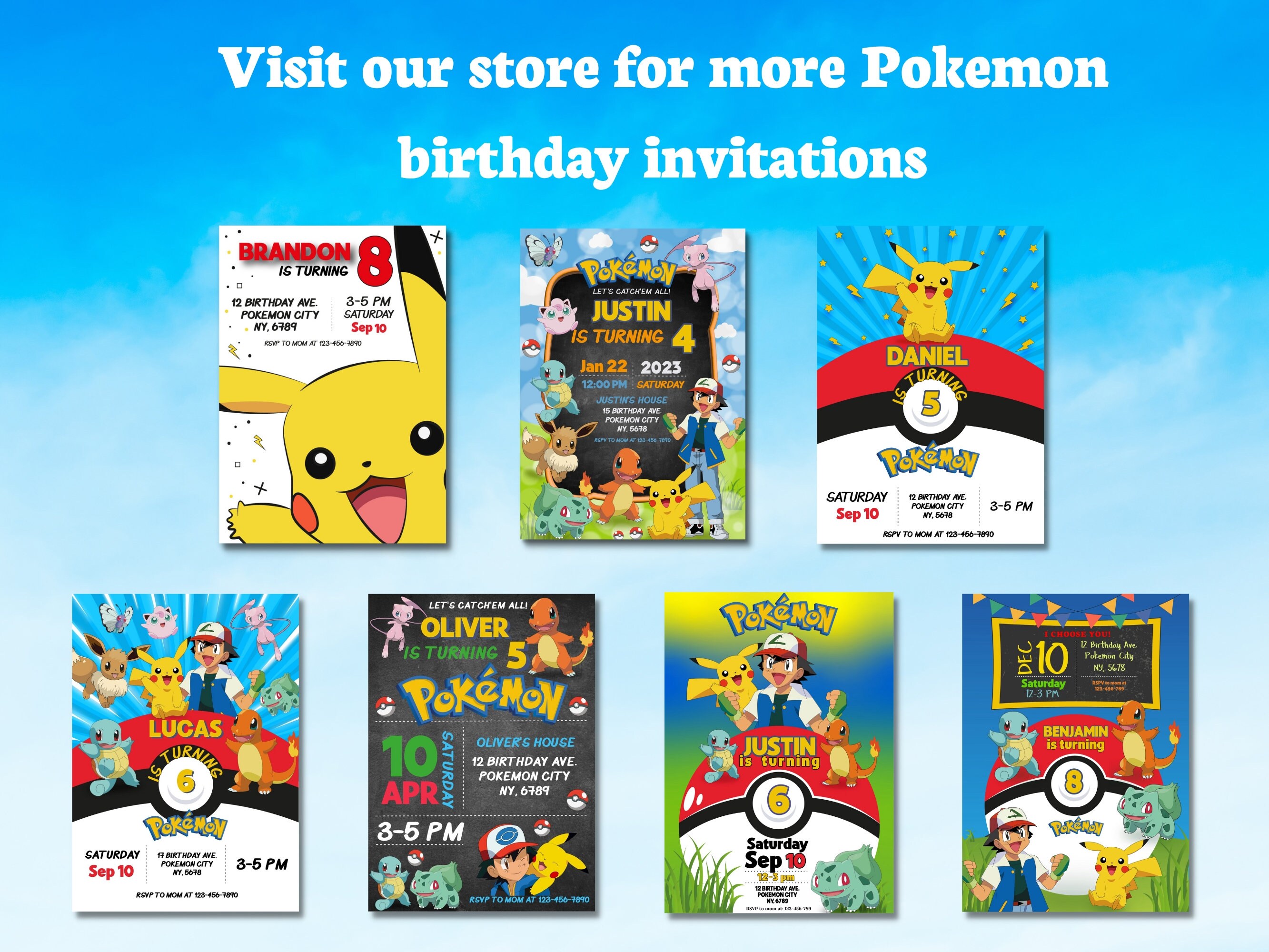 Editable Pokemon Birthday Invitation Pokemon Birthday Theme - Etsy