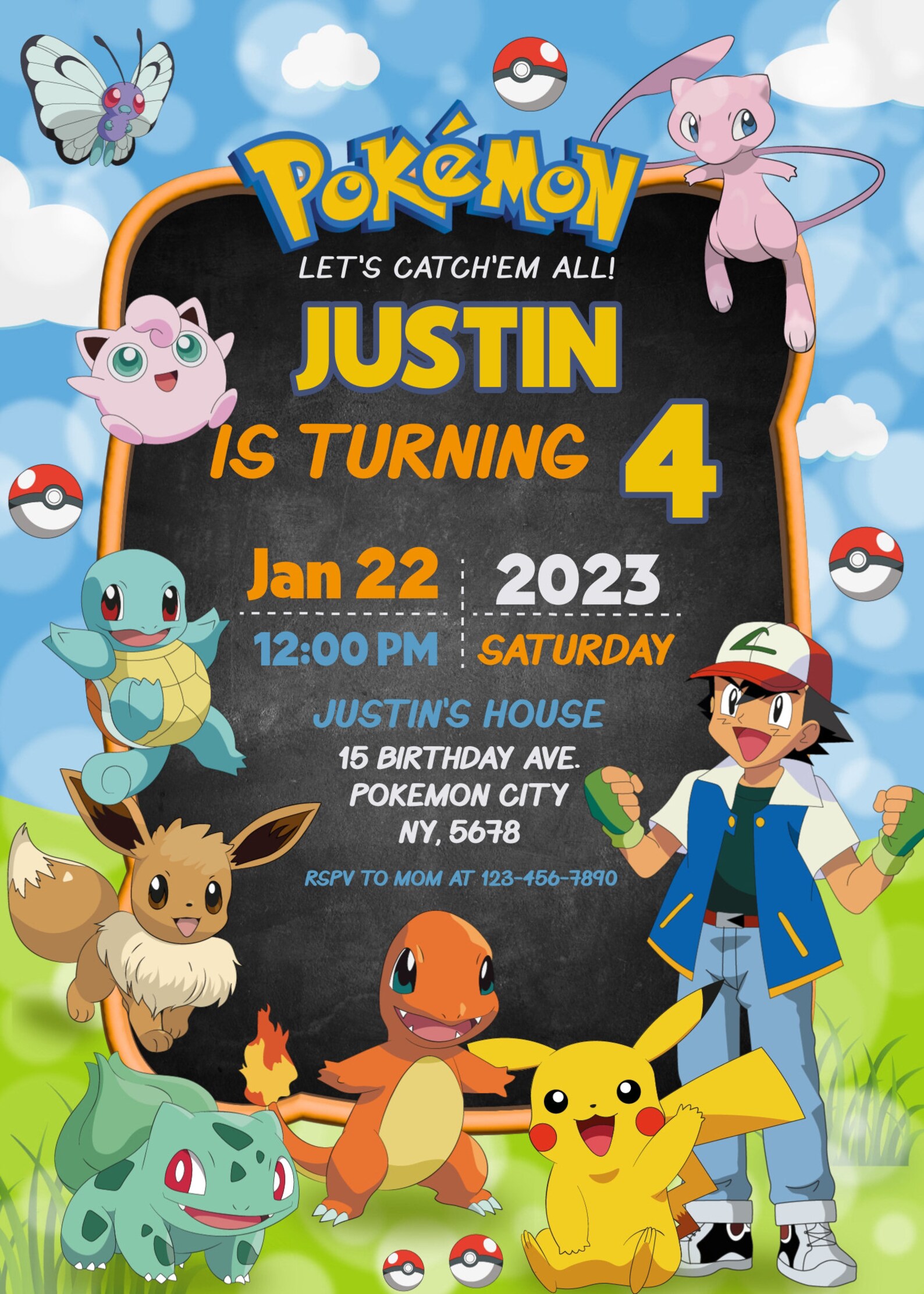 Editable Pokemon Birthday Invitation Pokemon Birthday Theme - Etsy
