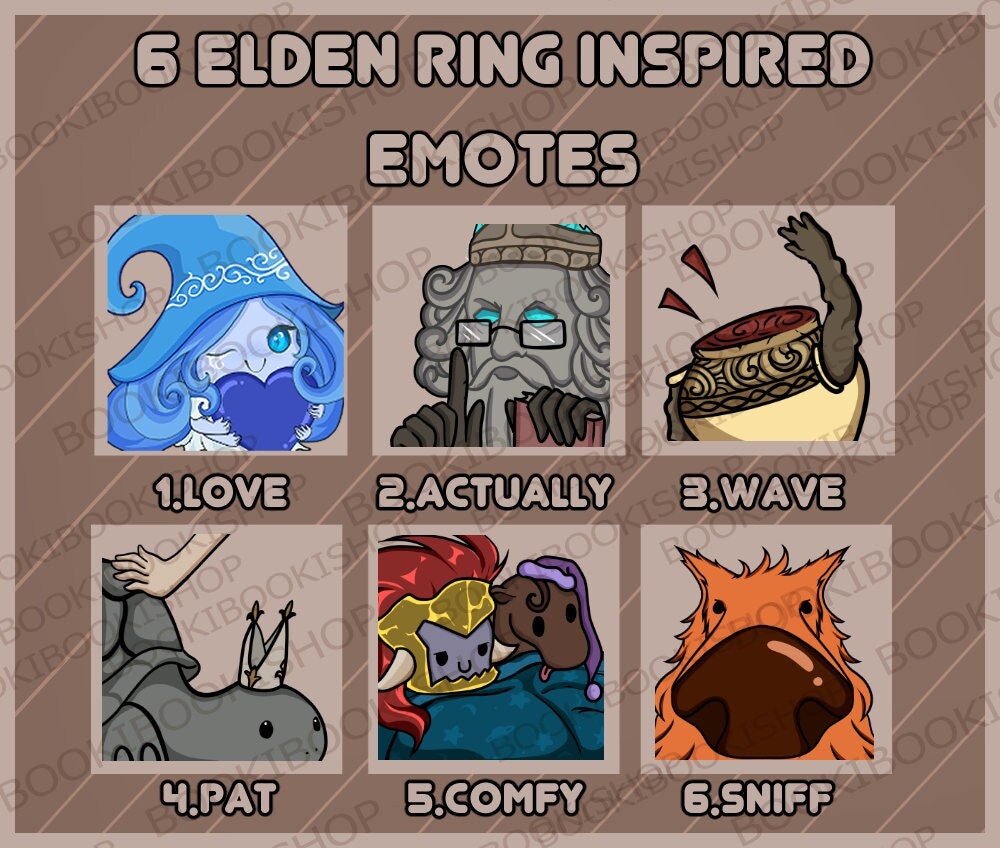 6 ELDEN RING EMOTES Twitch Emotes Discord Streamer Emotes Sub Emote Emote Pack of 6