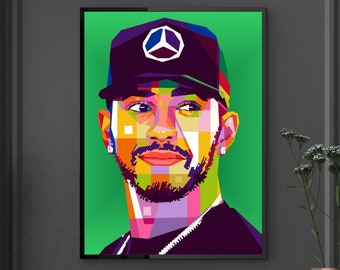Arte de pared Lewis Hamilton F1 Poster Print F1 Casco Arte de pared Regalo Ilustración Pintura Arte Arte de pared digital (Sin marco)