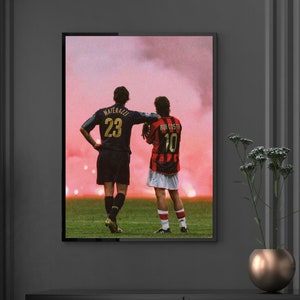 Football Legends Wall Art, Soccer Player Poster, Football Wall Art, Sport Home Decor, Milan Derby, Rui costa, Digital Wall Art