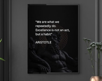 Aristóteles / Estoicismo / Filosofía / Inspiración / Citas motivacionales / Sala de estar / Dormitorio / Arte de pared de cocina / Arte de pared digital