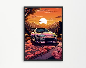 Toyota Supra Mk4 Wall Art Car Poster JDM Car Poster Japan Cars Poster Printable Wall Art Car Lover Home decor