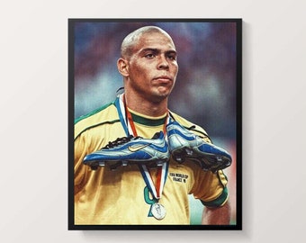 Wall Art R9 Vintage Poster Ronaldo Nazario R9 Wall Art Digital Wall Art World Cup Calciatori iconici