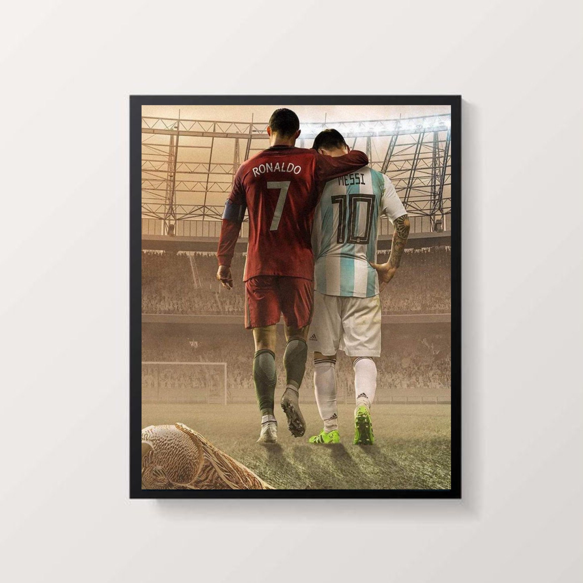 World Cup Soccer Star Poster Cristiano Ronaldo and Lionel Messi Canvas  Poster