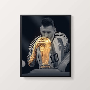 Wall Art Lionel Messi World Cup Print Football Poster Argentina Sports Poster Digital Print Room Decor Football Legend Bedroom Poster