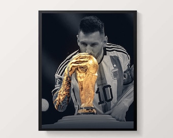Wall Art Lionel Messi World Cup Print Football Poster Argentina Sports Poster Digital Print Room Decor Football Legend Bedroom Poster