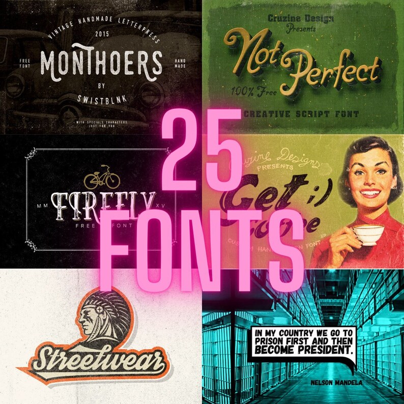 Printable File Fronts 25 Premium Fonts Bundle Letters SVG, Customize Gift Svg, Vinyl Cut File ...