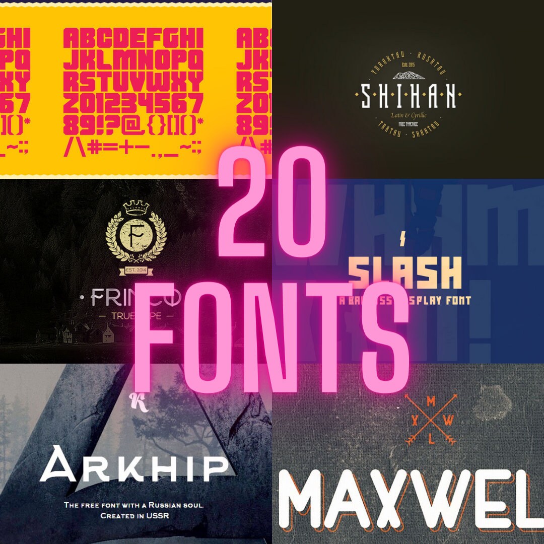 Printable File Fronts 20 Premium Fonts Bundle Letters SVG, Customize Gift Svg, Vinyl Cut File ...