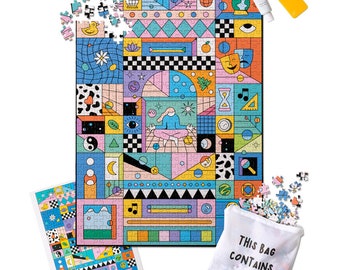 Pieced Out 500 piece Frameable Jigsaw Puzzle for Adults, Premium 100% Recycled Card, Including Glue, Scraper, High-Res Guide and Puzzle Bag