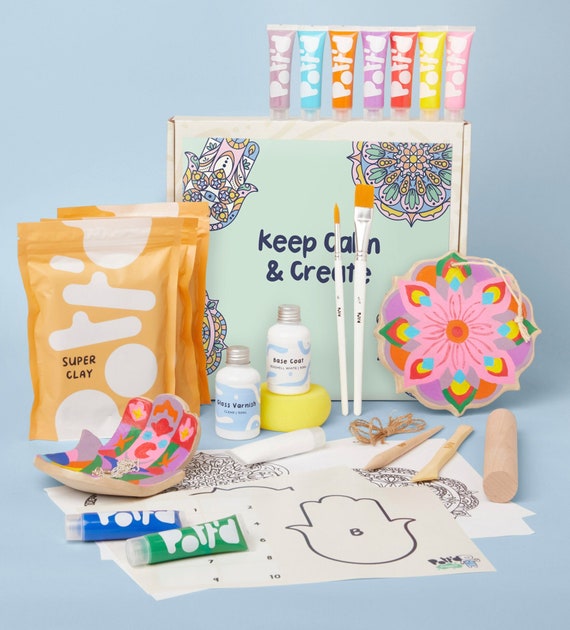 Pott'd Mini Pottery Kits | Best Air Dry Clay Pottery Kit for Adults | Includes Paints, Brushes, and Tools | FREE online video tutorial