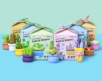 Pott'd Foam Dough Buds & Blooms Craft Kit, Air Dry Clay for Adults, Plant Projects