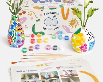 Pott’d Paint-a-Vase Pottery Painting Kit | Vase Craft Set - Includes Vases, Paints, and Step-by-Step Guide