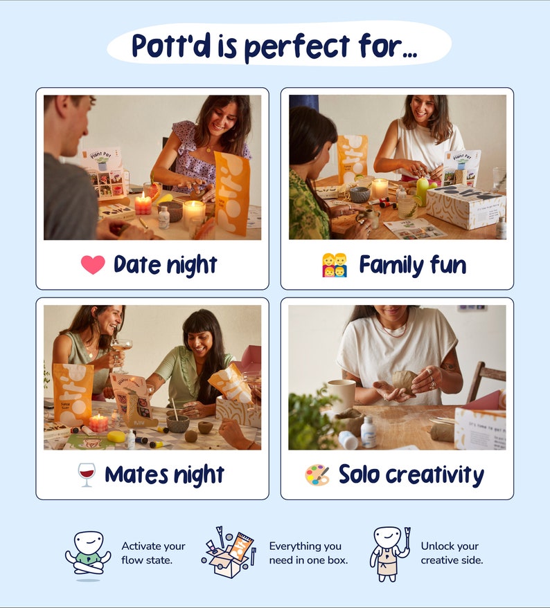 Pott'd™ Home Air-Dry Clay Pottery Kit for Adults & Beginners Kit includes Air-Dry Clay, Tools, Paints, Brushes, Sealant, How-to-Guide image 2