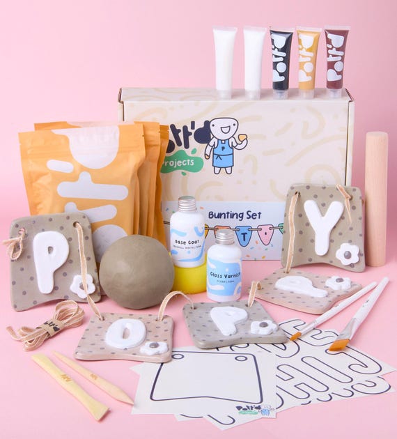 Pott'd Mini Pottery Kits | Best Air Dry Clay Pottery Kit for Adults | Includes Paints, Brushes, and Tools | FREE online video tutorial