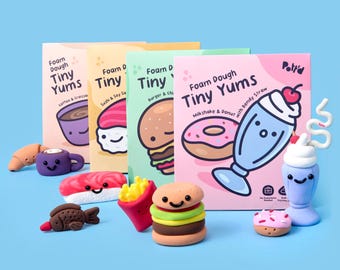 Pott'd Foam Dough Craft Kit, Tiny Yums Mini Food Characters, Air Dry Clay Set
