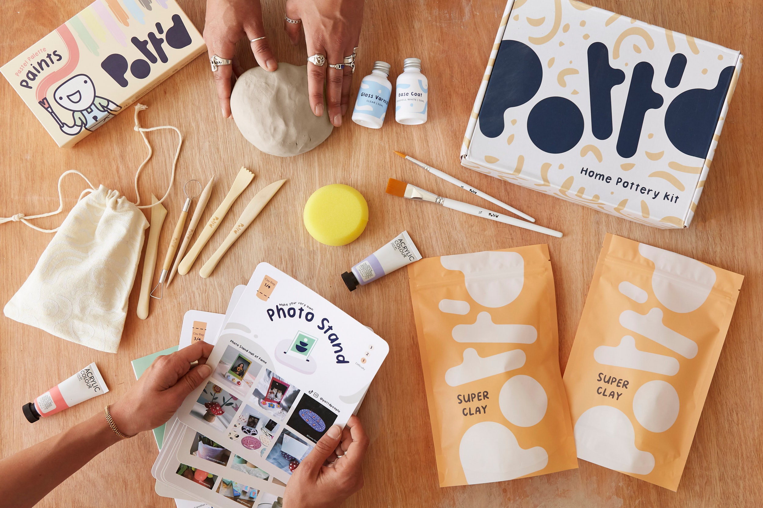 Pottd Kit de Poterie avec Argile sans Cuisson Séchage, avec Argile, Outils,  Peintures, Pinceaux, Enduit dÉtanchéité & Guide Pratique -  Canada
