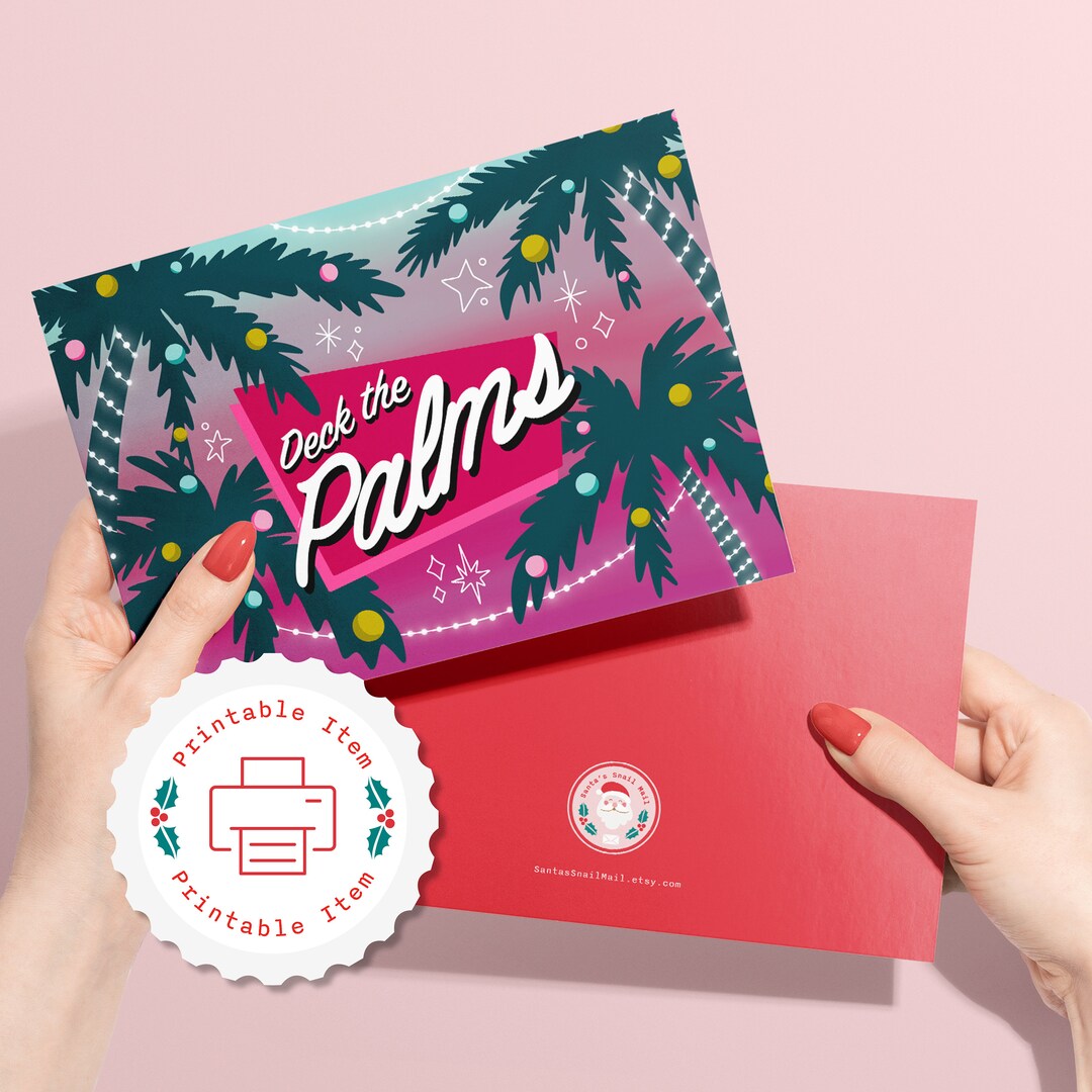 Deck the Palms, Printable Card, Instant Download, Palm Tree Christmas ...