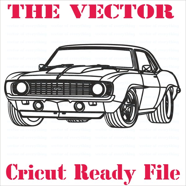 1969 Chevrolet Camaro SS Wallart SVG, vector cut file, cricut, silhouette, laser cnc, plotter, print, embroidery.
