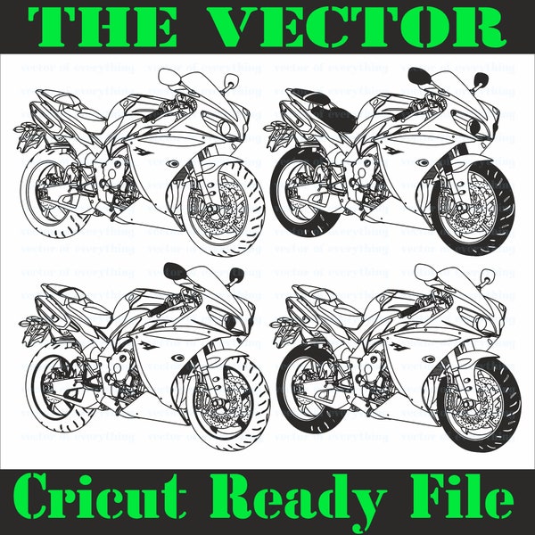 Motorcycle 2011 YZF R1 SVG, Vector Cut file, Cricut, Silhouette, laser CNC, plotter, print, embroidery.