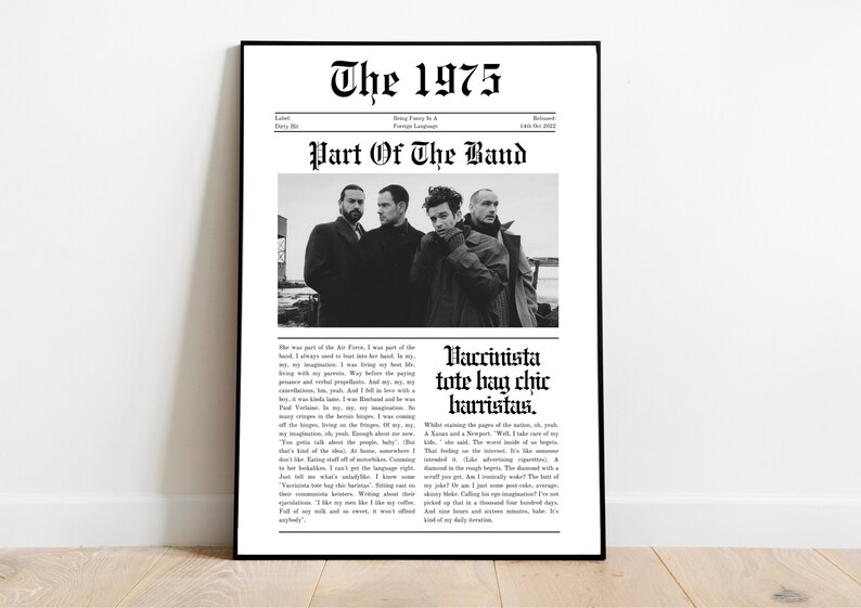 The 1975 Part of the Band Newspaper Article Print Digital Download Poster Retro Wall Art Matty Healy Being Funny In A Foreign Language image 2