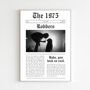 The 1975 Robbers Newspaper Article Print Digital Download Poster Retro Wall Art Matty Healy Babe You Look So Cool Merch About You