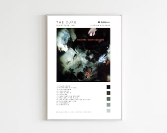 The Cure Disintegration 1989 Album Poster with Tracklist - Printable Digital Download Merch A5 A4 A3