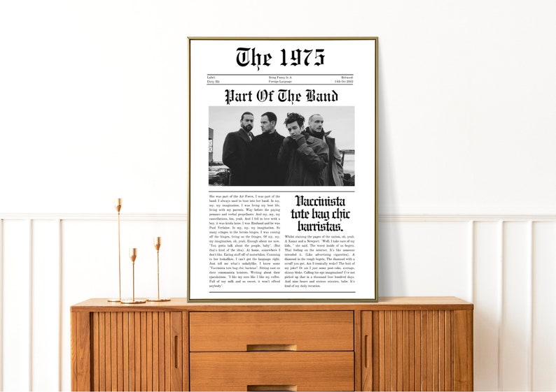 The 1975 Part of the Band Newspaper Article Print Digital Download Poster Retro Wall Art Matty Healy Being Funny In A Foreign Language image 4