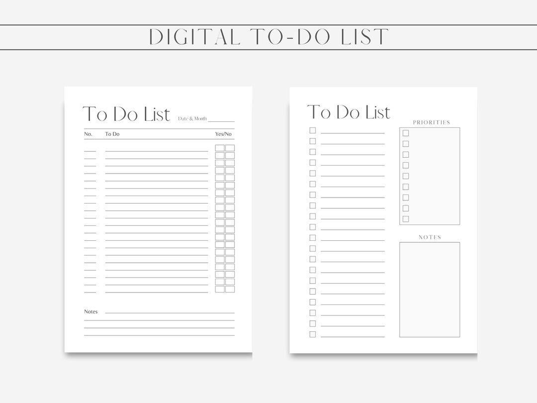 Digital to do list printable to do list pdf planner etsy