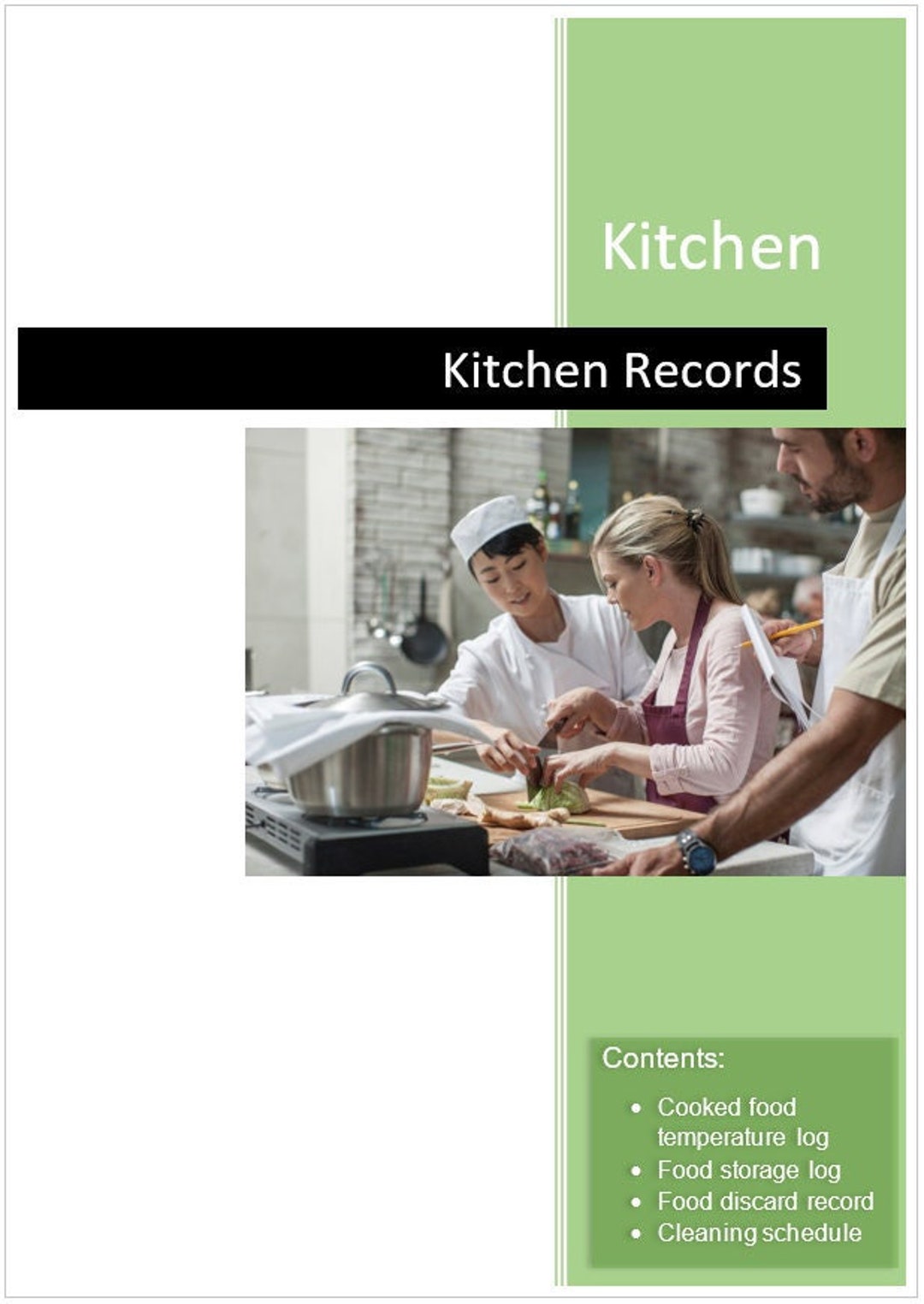 Commercial Kitchen Log for Food Hygiene Compliance for Any Business in ...