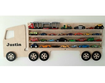 Truck wall rack for toy cars, With name, personalize yourself, keep the children's room tidy and neat with this toy wall rack!
