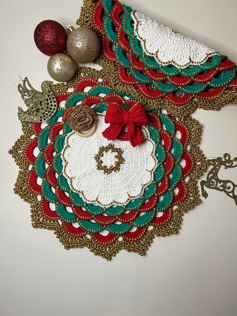 Pattern, Crochet Placemat Pattern, Turkish Model Placemat, Table Placemat Pattern,christmas, Red