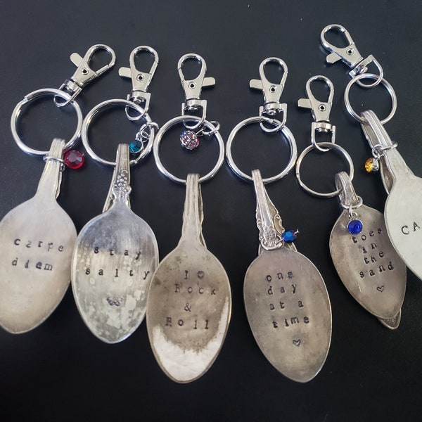 Silver Spoon Keychain Etsy
