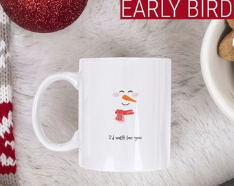 Early Bird: Cute Christmas Coffee Mug with Snowman face // Hot chocolate mug