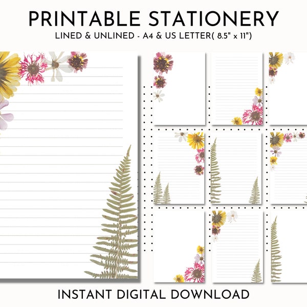 fancy writing paper printable Flower Printable Writing Paper, PRINTABLE Stationery, Printable Stationary, Botanical Letter Writing Paper, Writing Set, Notepaper, Penpal