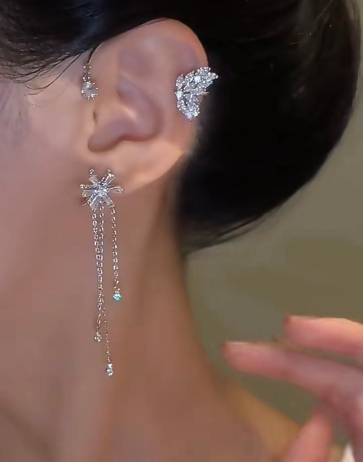 Chanel CC Ombre Tasseled Ear Cuff Clip On Earrings Chanel