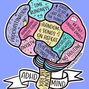 Adhd brain sticker, adhd sticker