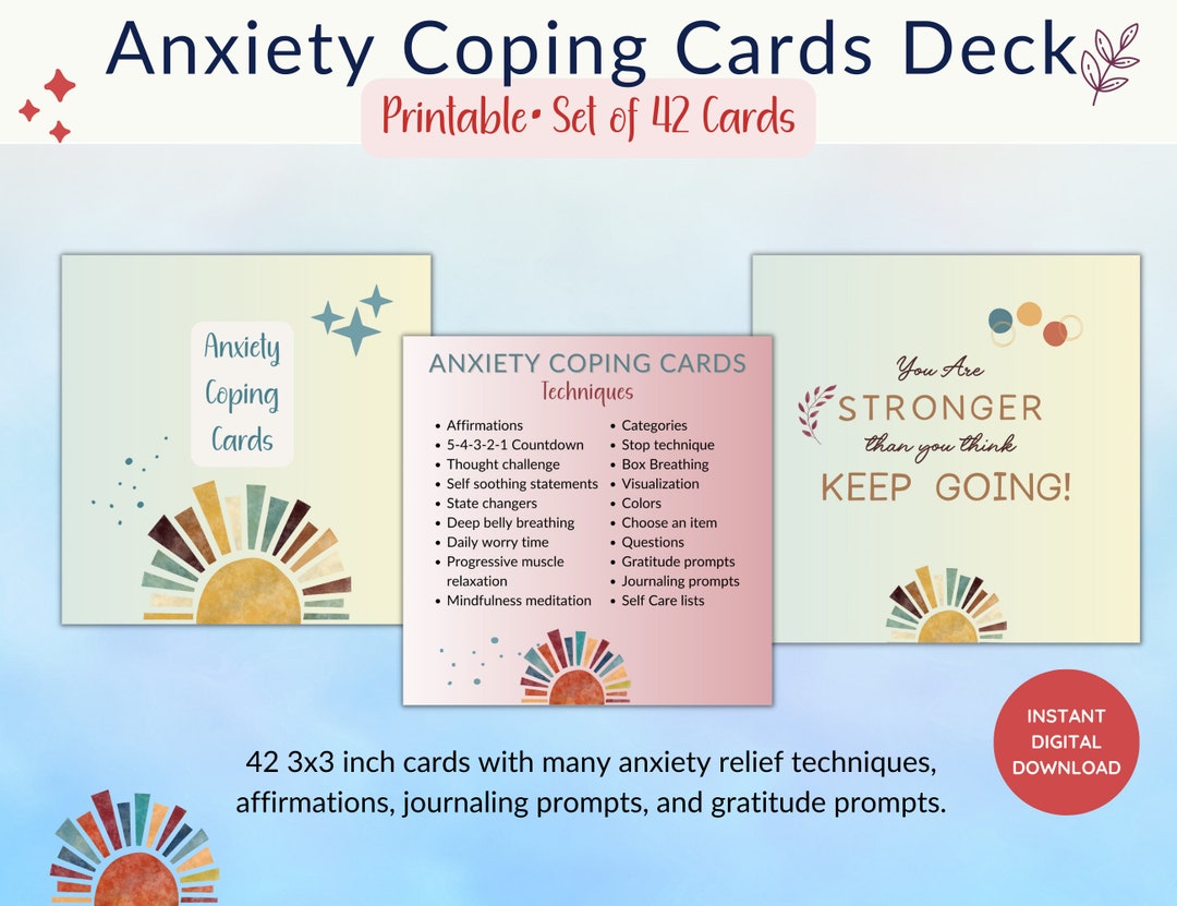 Printable Anxiety Coping Cards Set of 42 Affirmations Coping - Etsy